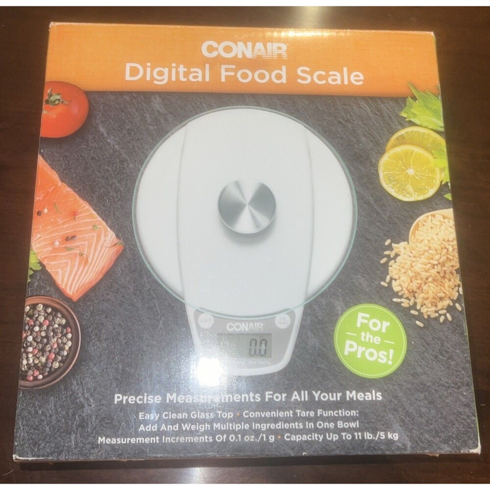CONAIR Professional DIGITAL FOOD SCALE Glass Top 11 Ib Capacity  NEW IN BOX